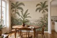 Mise en situation : fresque Jardin Gravé dans un appartement