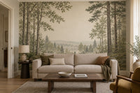 Mise en situation : fresque Lisière Brumeuse dans un appartement