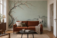 Mise en situation : fresque Jardin Céladon dans un appartement