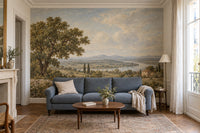 Mise en situation : fresque Paysage Patiné dans un appartement