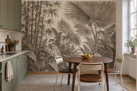 Mise en situation : fresque Palmes Sépia dans un appartement