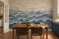 Mise en situation : fresque Vagues d'Encre dans un appartement