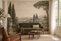 Mise en situation : fresque Jardin d'Italie dans un appartement