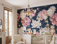 Mise en situation : fresque Jardin des Songes dans un appartement