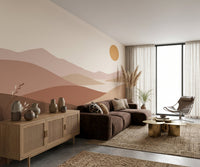 Mise en situation : fresque Collines Terracotta dans un appartement