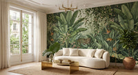 Mise en situation : fresque Jungle Tropicale dans un appartement
