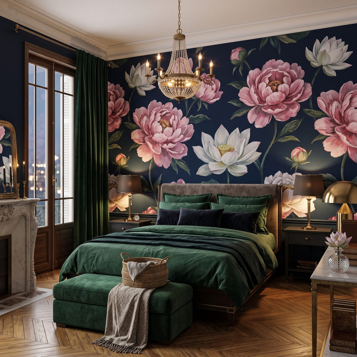 Mise en situation : fresque murale posée dans une chambre